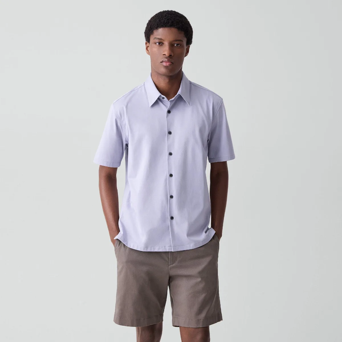 Irving Short-Sleeve Shirt in Structure Knit by Theory