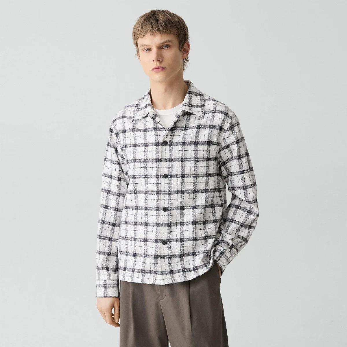 Button-Up Shirt in Checked Cotton by Theory