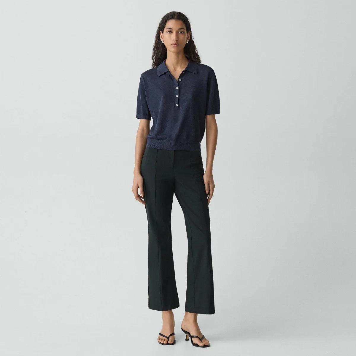 Seamed Kick Pant in Stretch Cotton-Blend by Theory