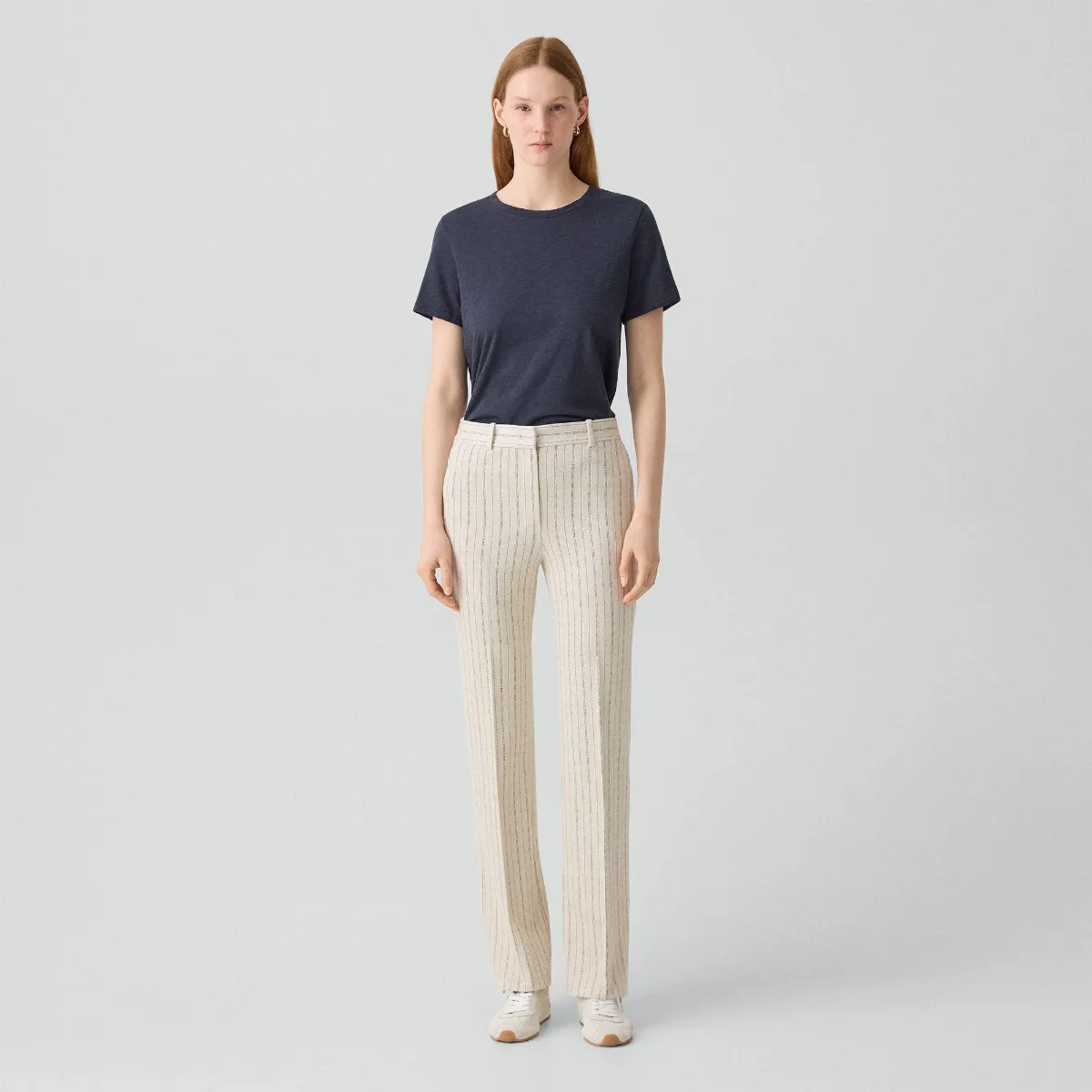 Flared Pant in Striped Crepe Jersey by Theory