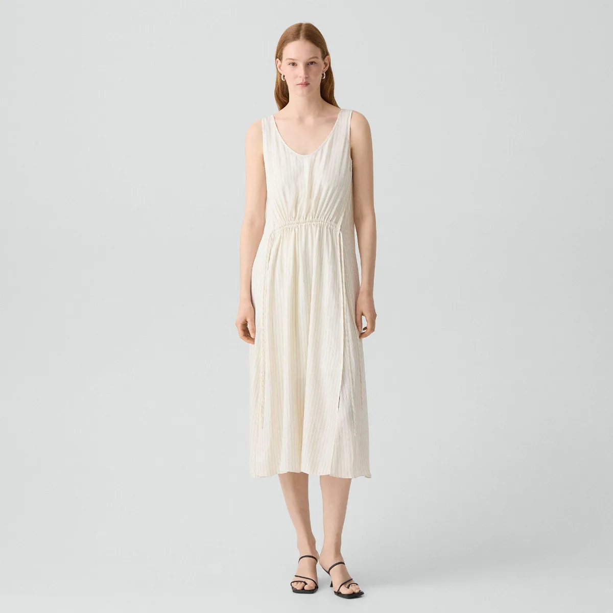 Tie-Waist Tank Dress in Washed Stripe