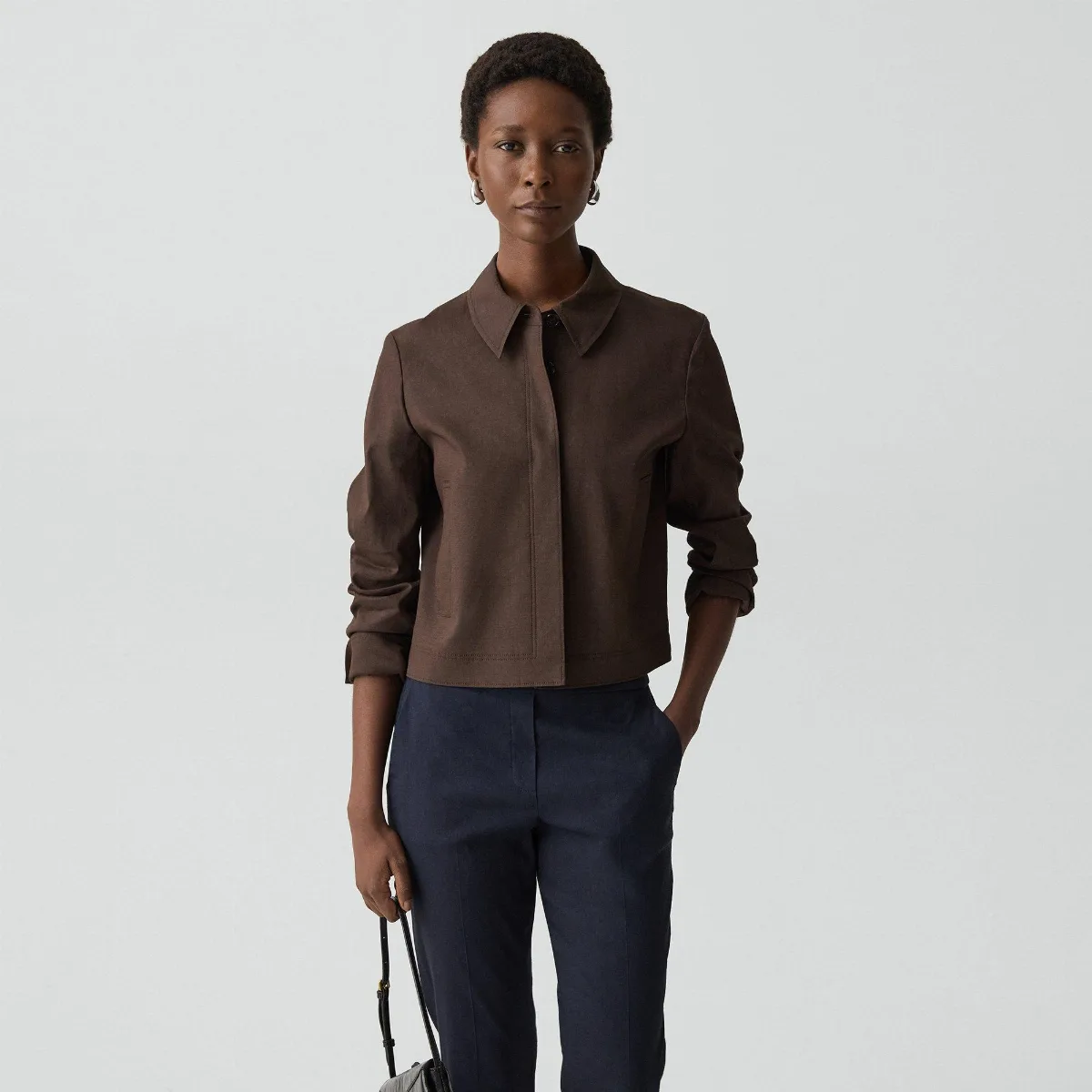 Cropped Shirt Jacket in Good Linen by Theory