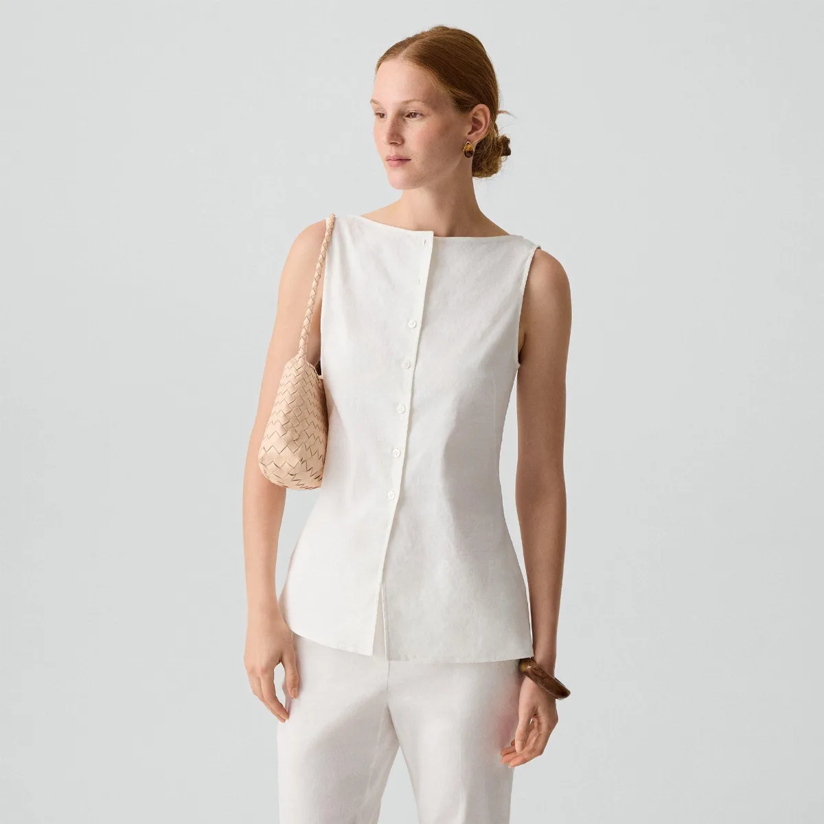 Boatneck Cutaway Top in Good Linen
