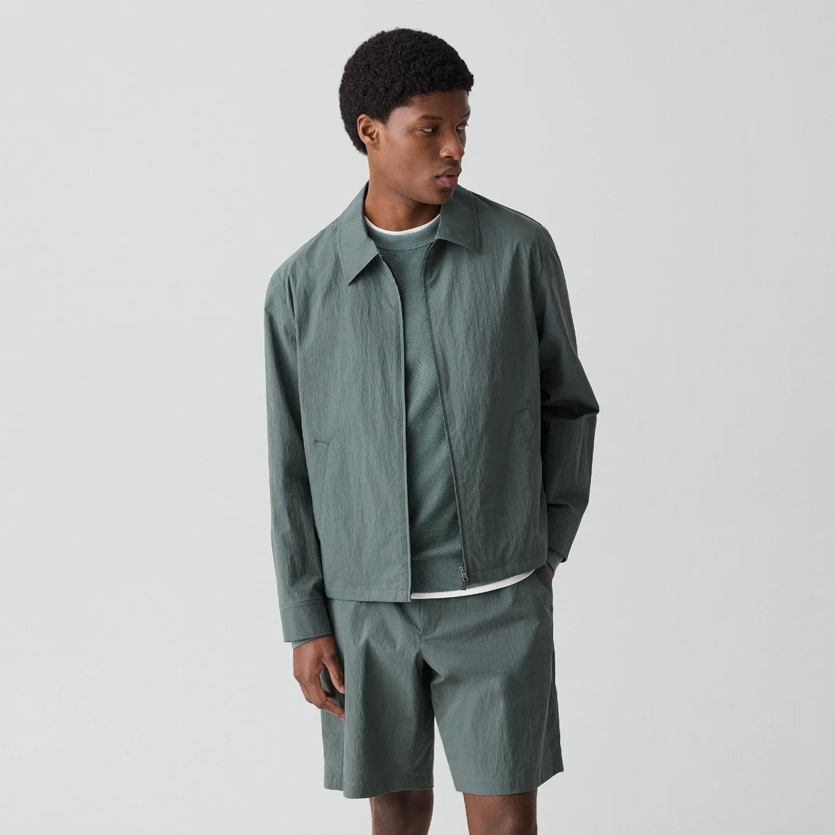 City Zip Jacket in Textured Nylon by Theory
