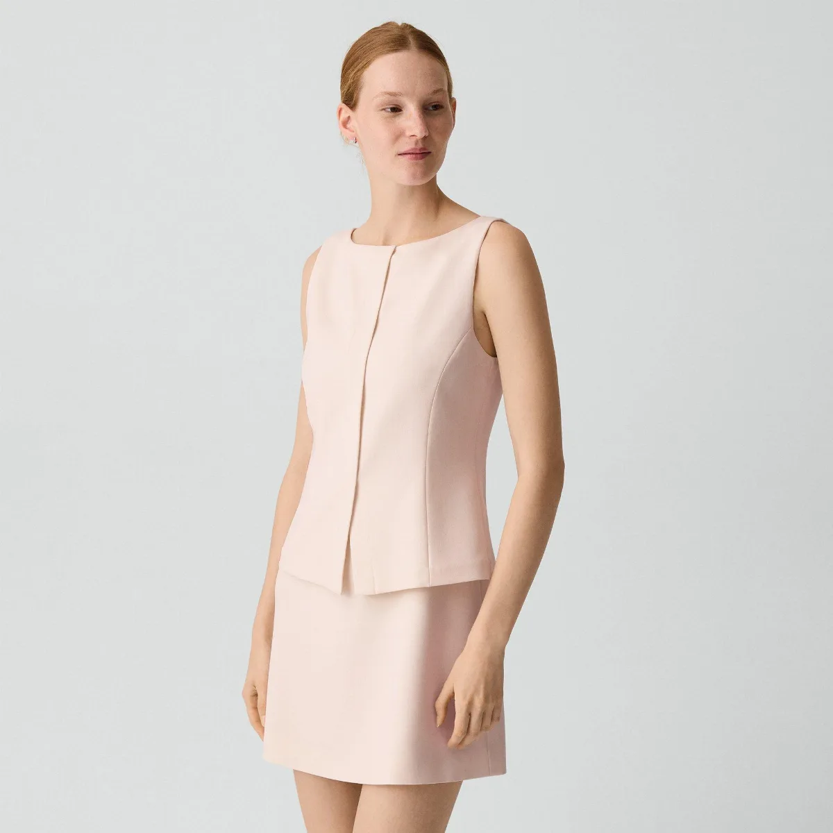 Boatneck Mini Dress in Admiral Crepe by Theory
