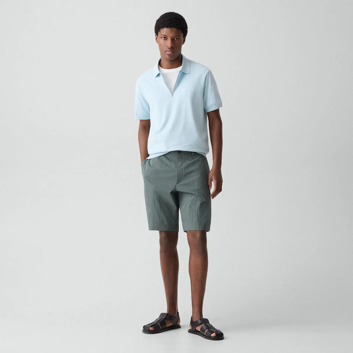 Drawstring Short in Textured Nylon by Theory