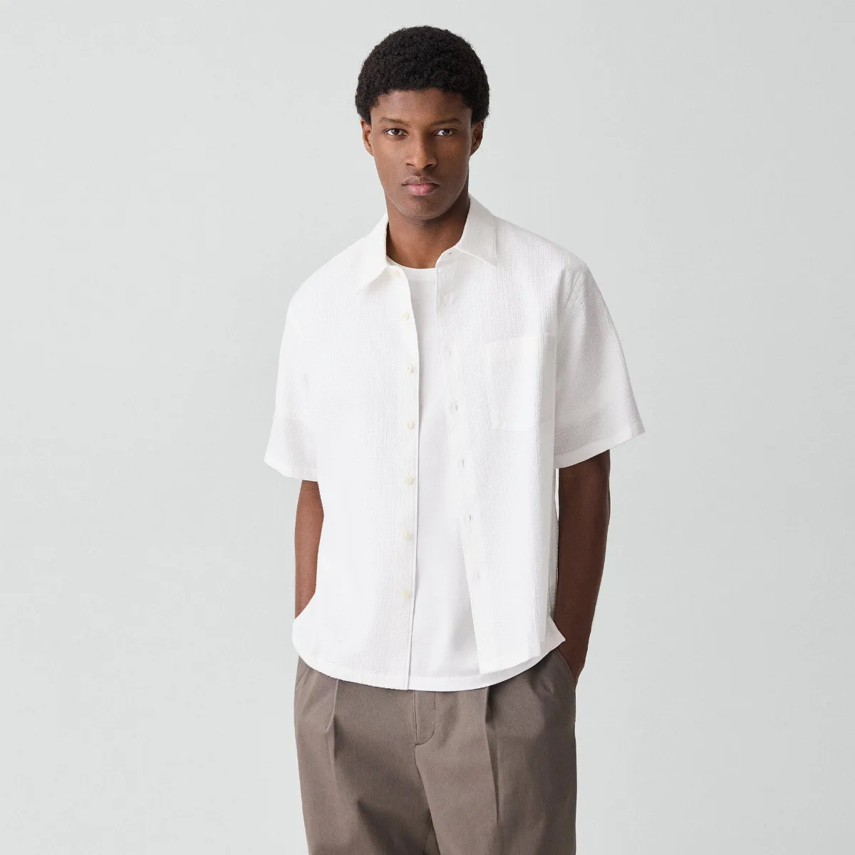 Weekend Short-Sleeve Shirt in Waffled Cotton