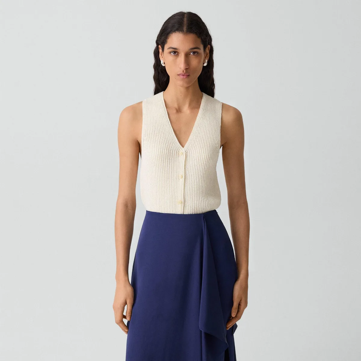 Sweater Vest in Ribbed Cotton by Theory