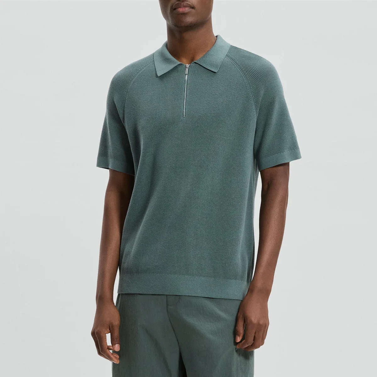 Zip Polo Shirt in Cotton by Theory