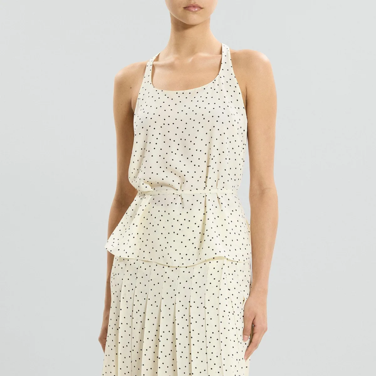 Belted Halter Top in Polka Dot Georgette by Theory