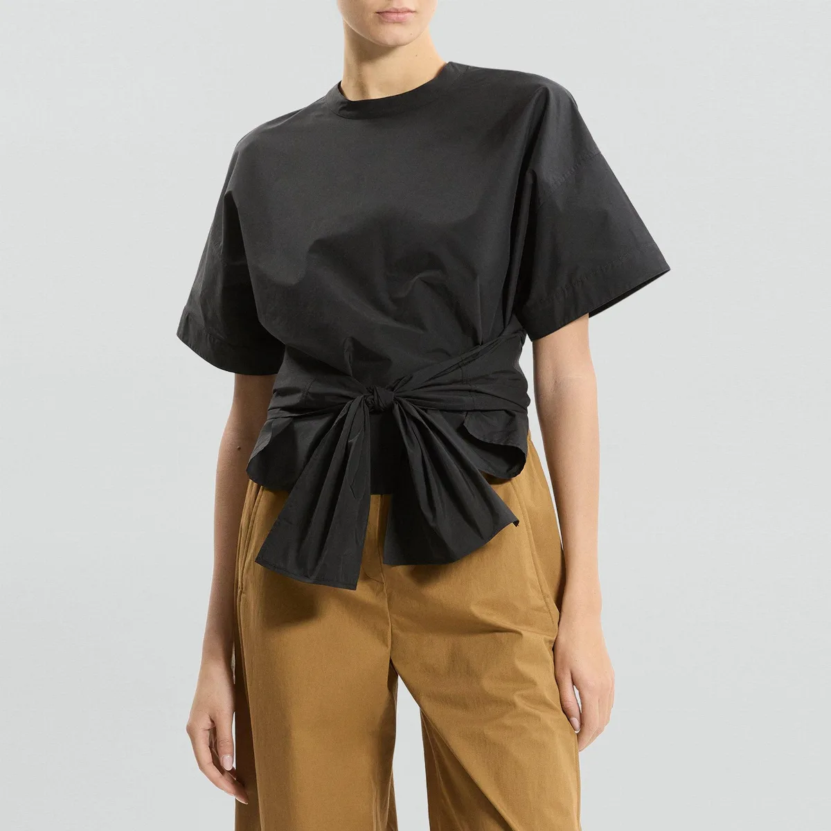 Boxy Tie-Front Top in Cotton-Blend by Theory