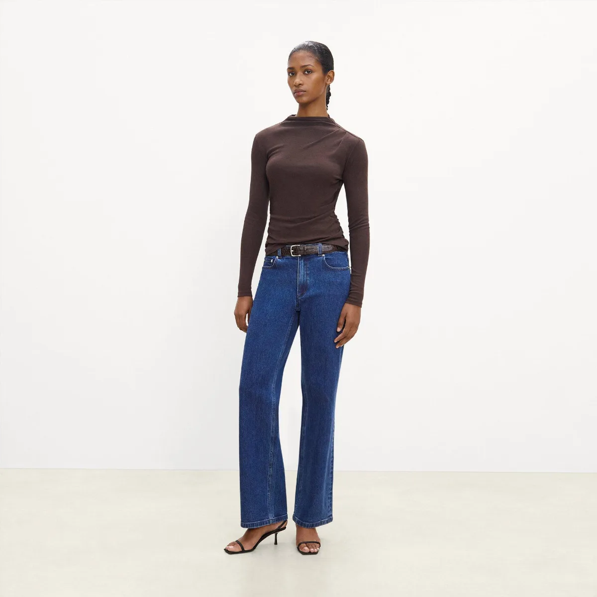 Square Buckle Belt in Leather by Theory