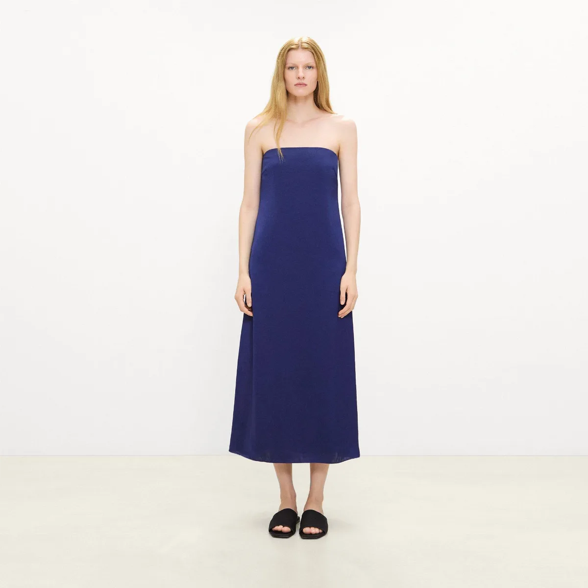Strapless Maxi Dress in Crushed Satin by Theory
