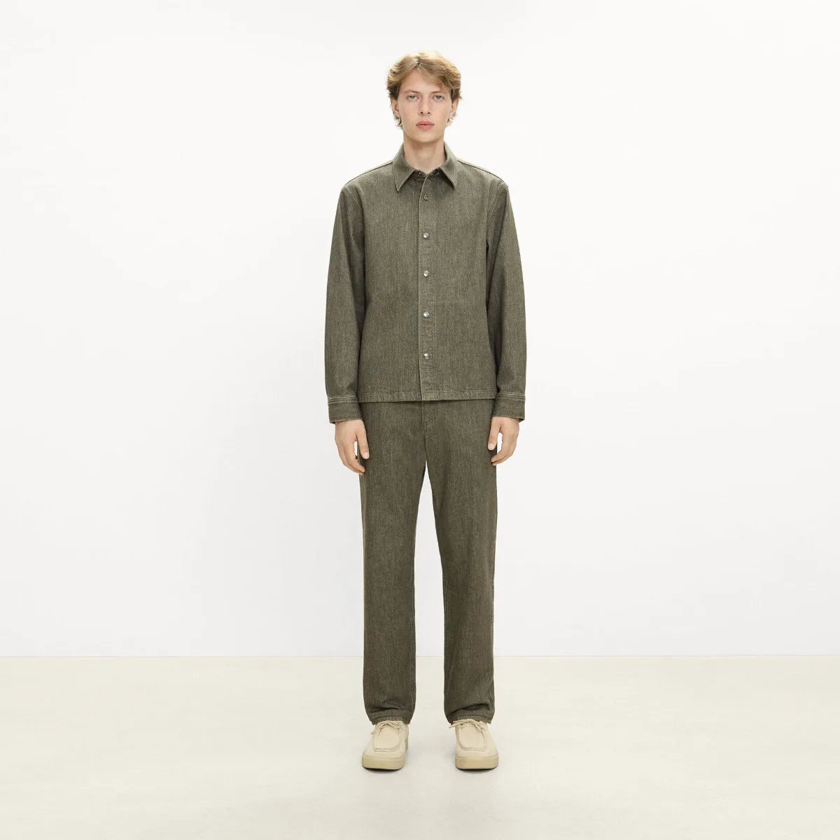 Snap Overshirt in Tinted Denim by Theory