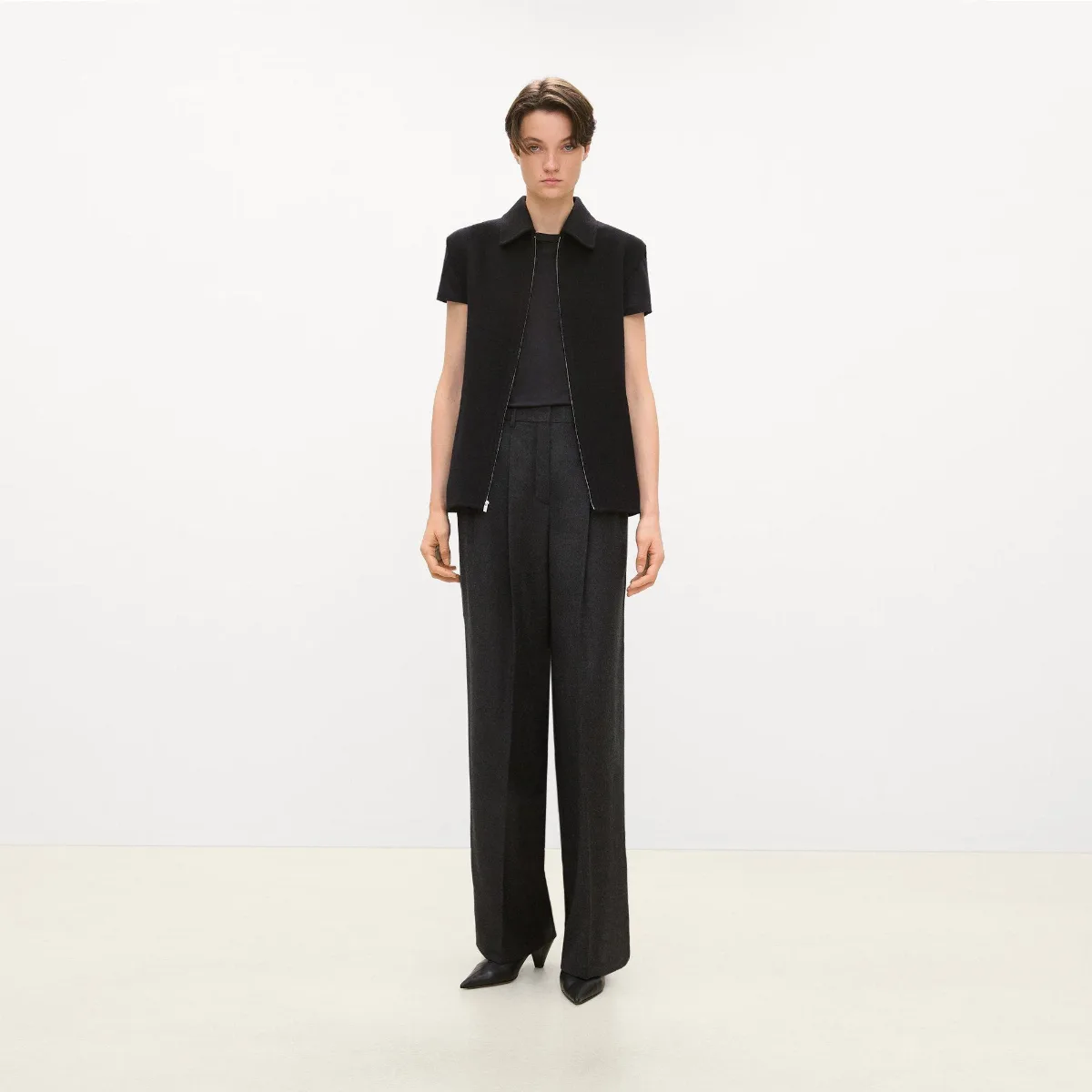 Belted Vest in Double-Face Wool-Cashmere by Theory