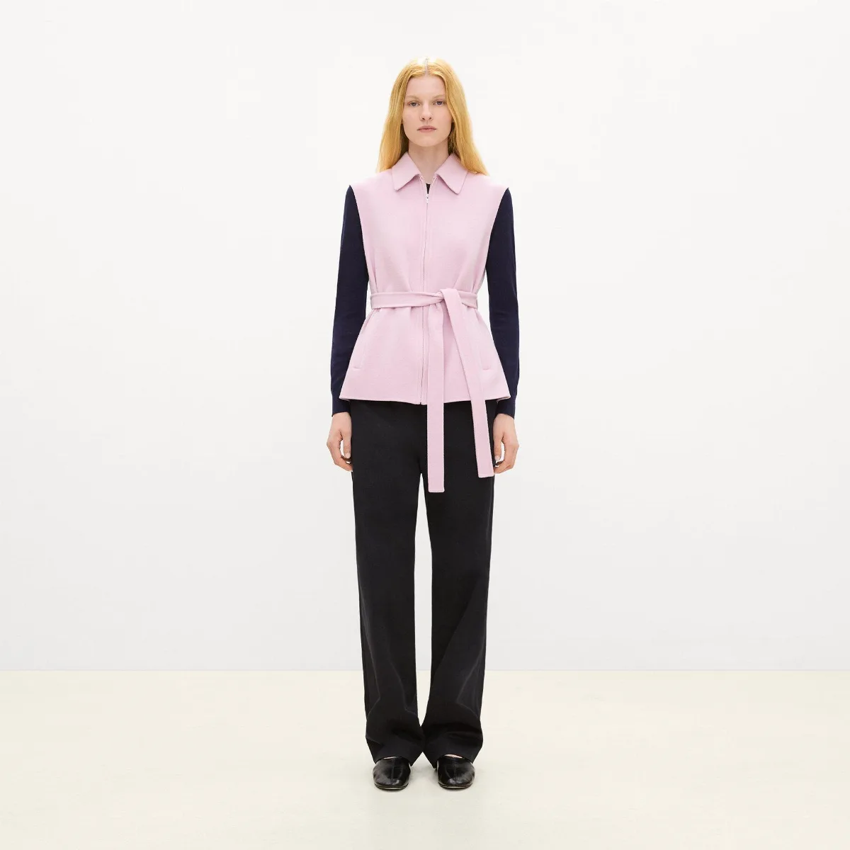 Belted Vest in Double-Face Wool-Cashmere