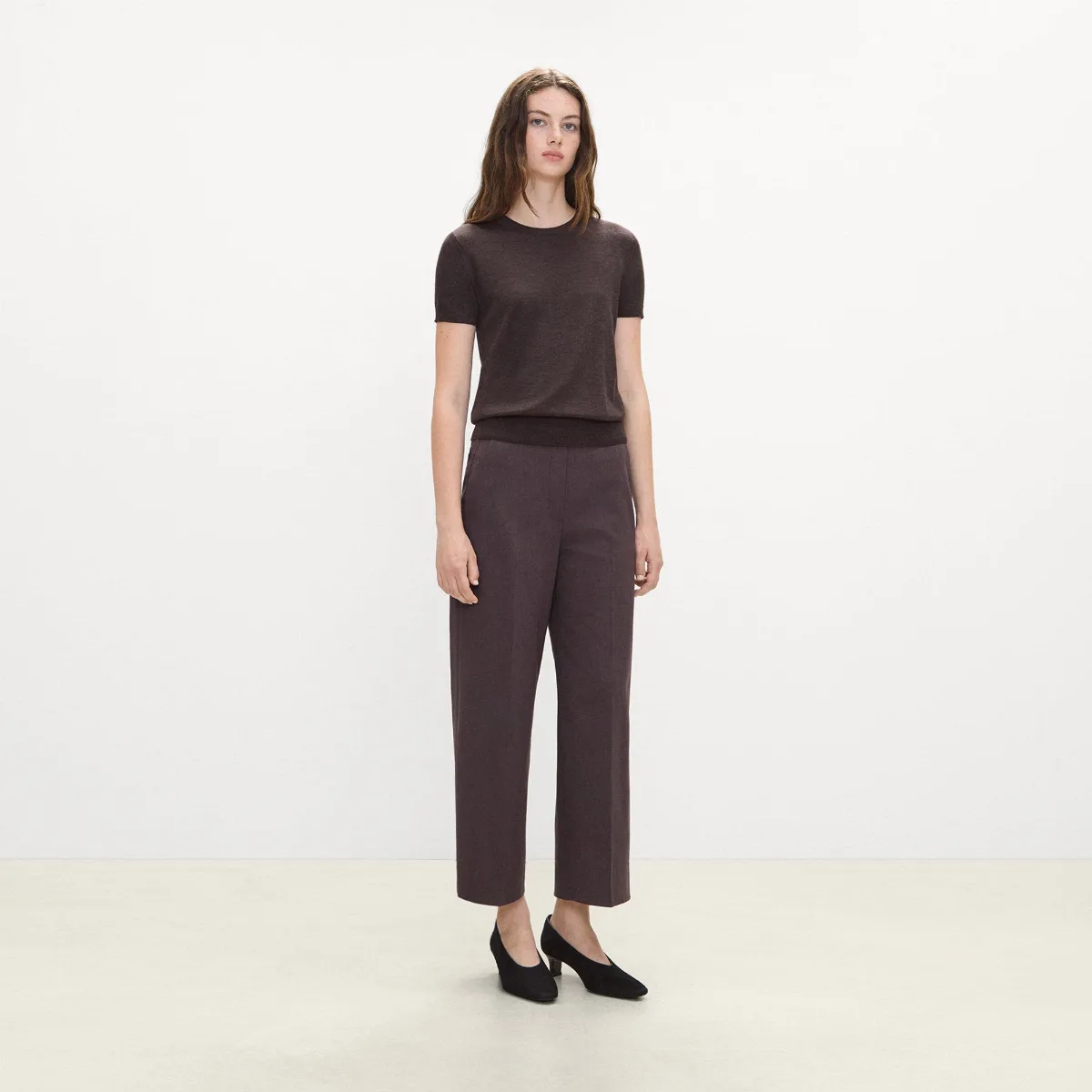 Classic Straight Pull-On Pant in Mlange Crepe by Theory