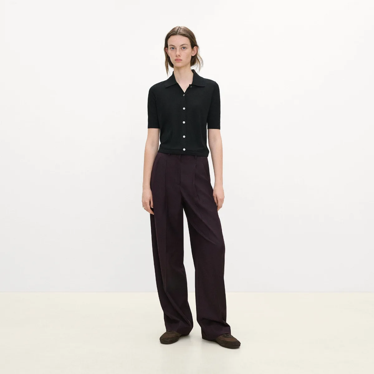 Short-Sleeve Knit Shirt in Regal Wool by Theory