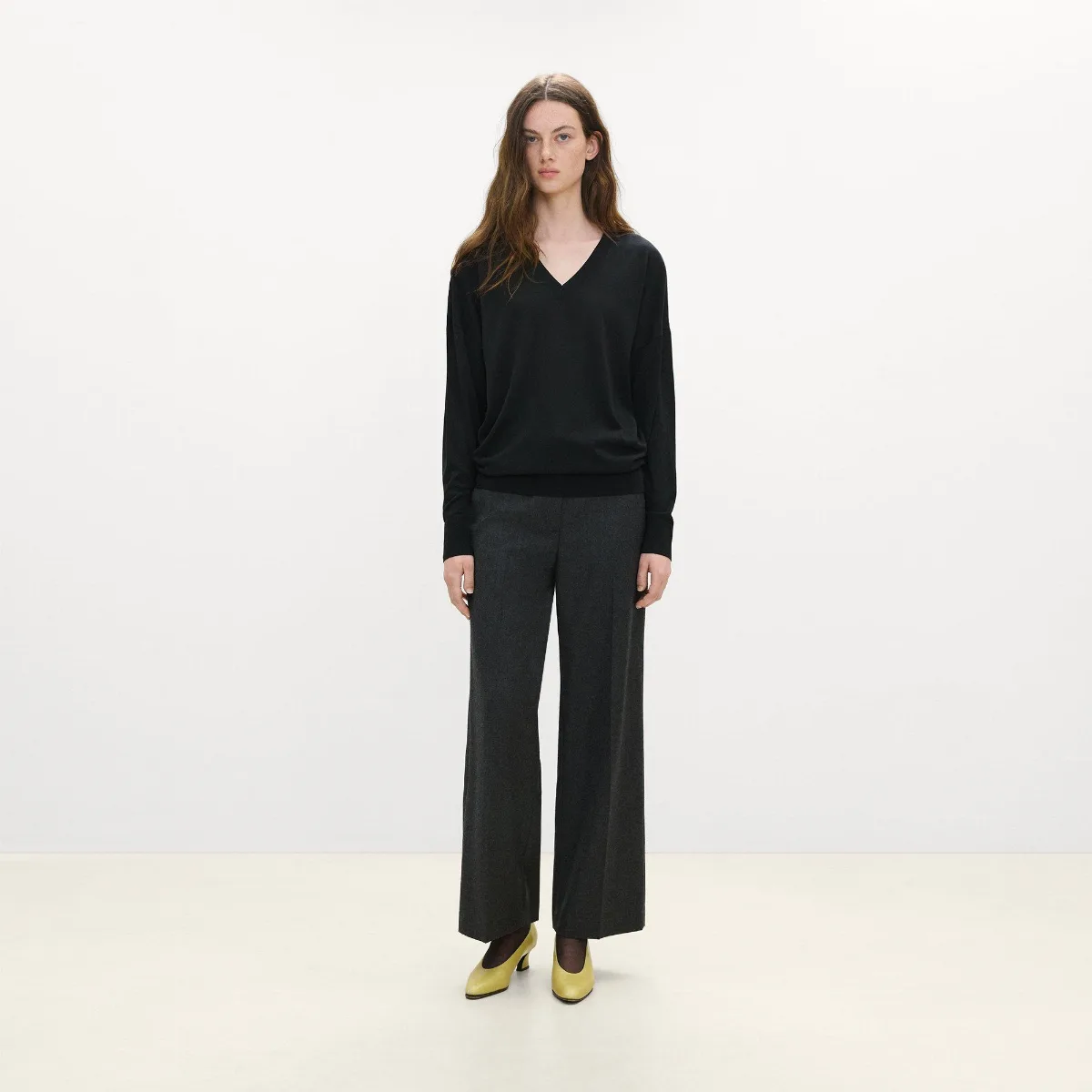 Oversized V-Neck Sweater in Regal Wool by Theory