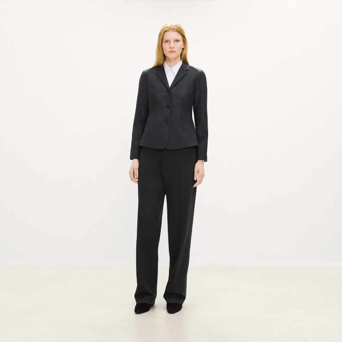 Fitted Three-Button Blazer in Sleek Flannel