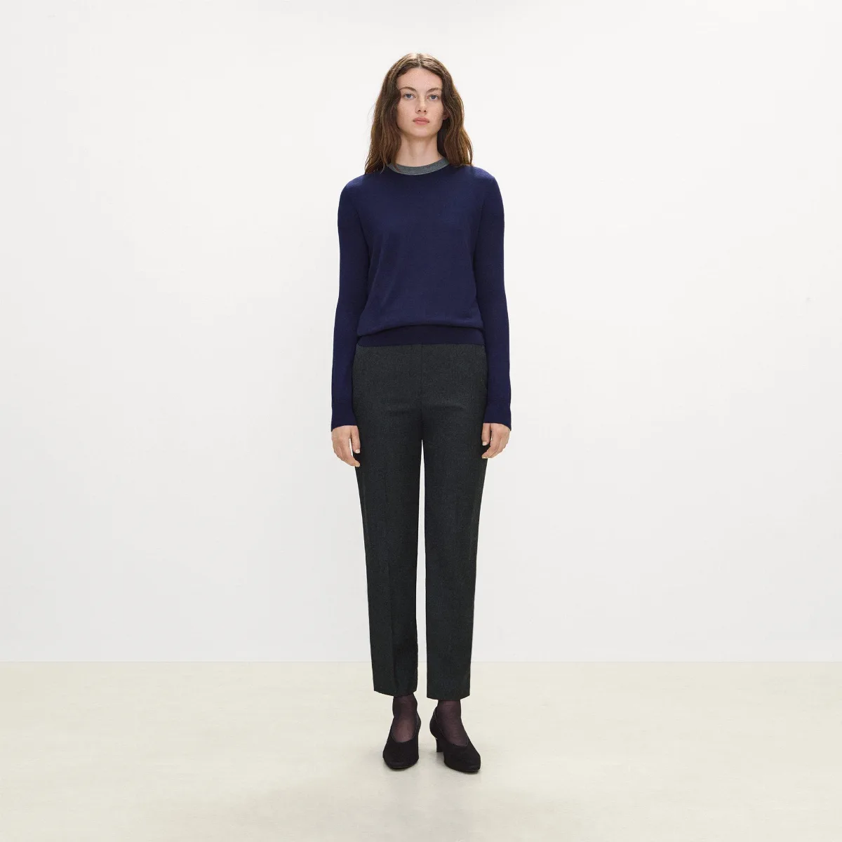 Marcee Cropped Pull-On Pant in Sleek Flannel by Theory
