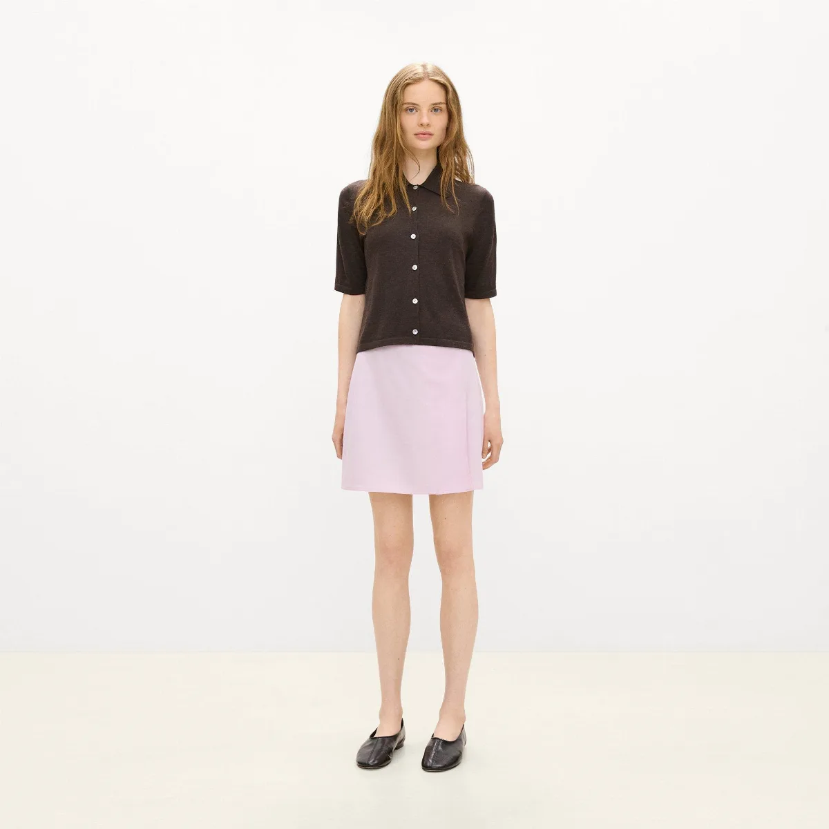 A-Line Mini Skirt in Sleek Flannel by Theory