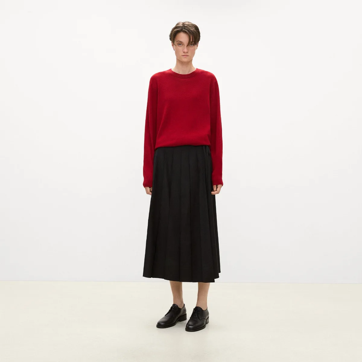 Pleated Wrap Skirt in Drape Flannel by Theory