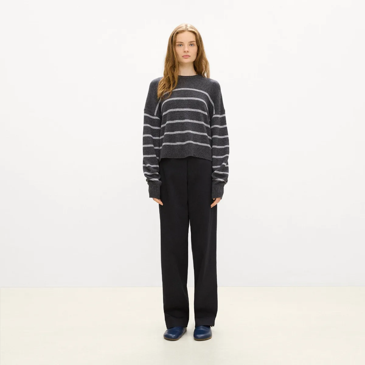 Striped Crewneck Sweater in Cashmere by Theory