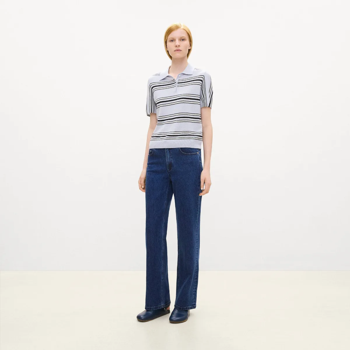 Striped Polo Shirt in Cashmere by Theory