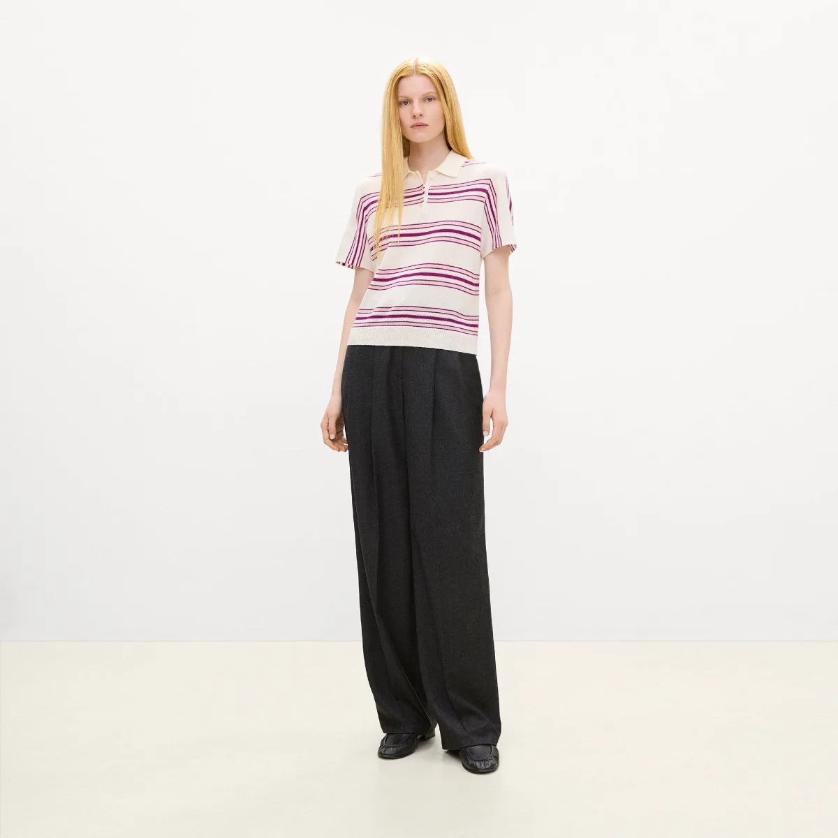 Striped Polo Shirt in Cashmere by Theory