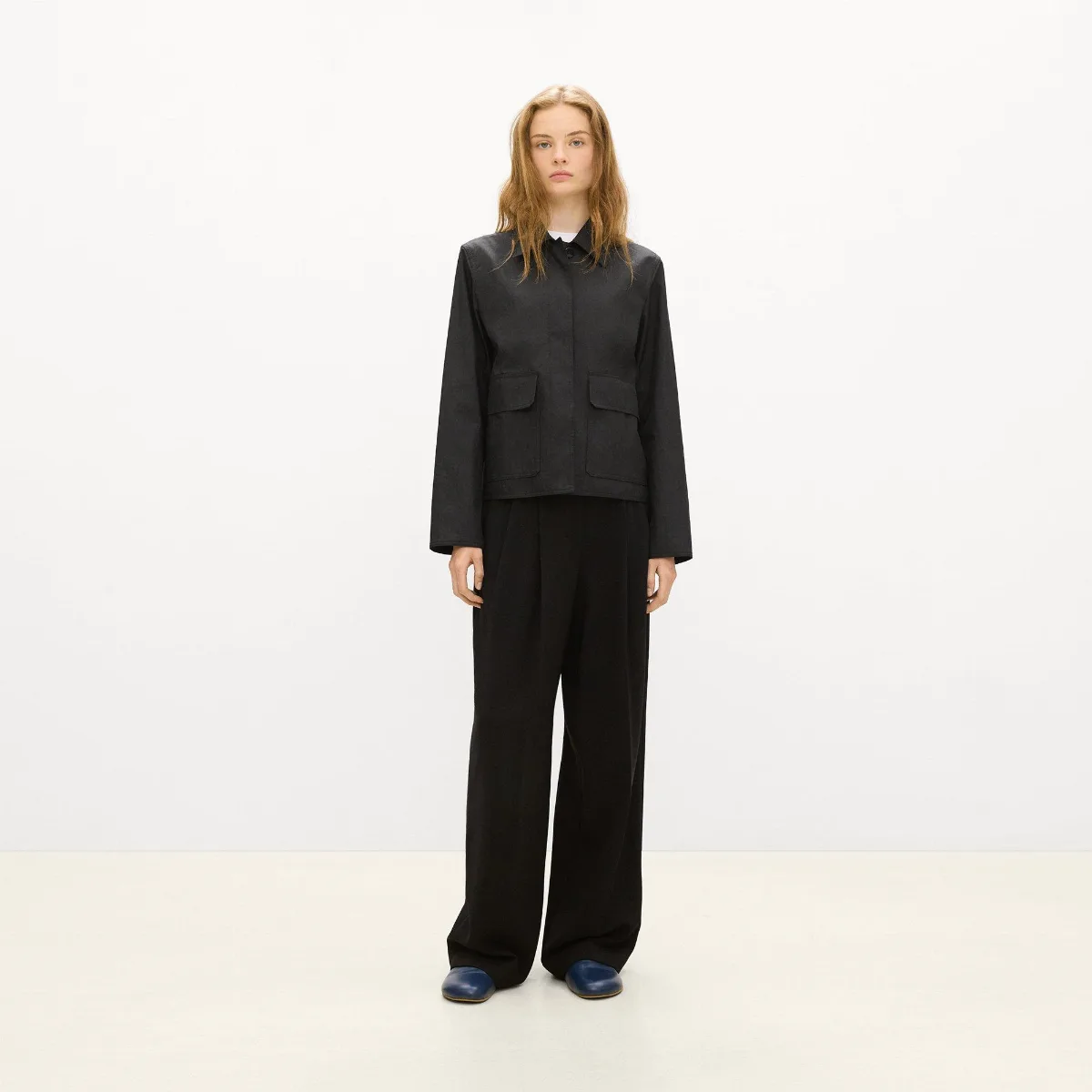 Boxy Patch Pocket Jacket in Trench Cotton by Theory