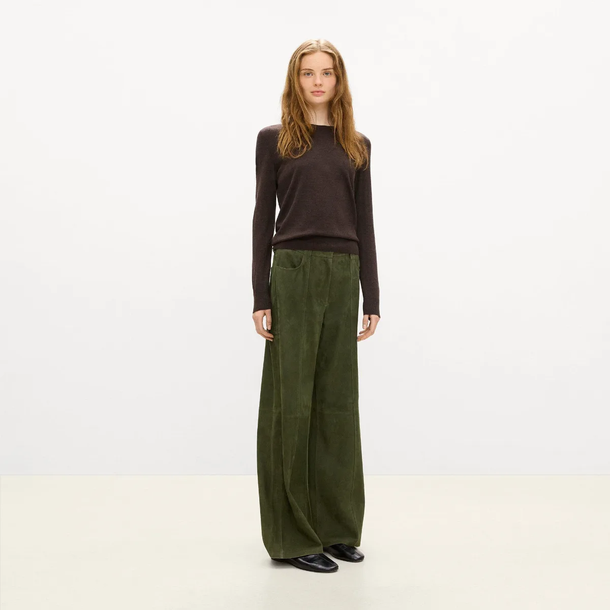 Wide-Leg Pant in Suede by Theory