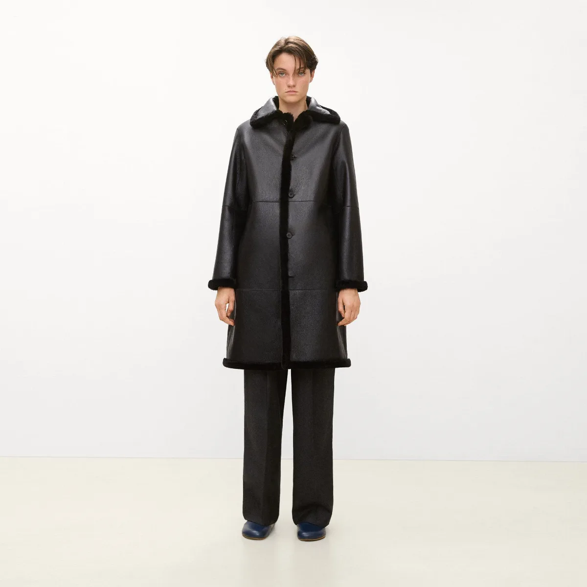 Reversible Trench Coat in Shearling by Theory