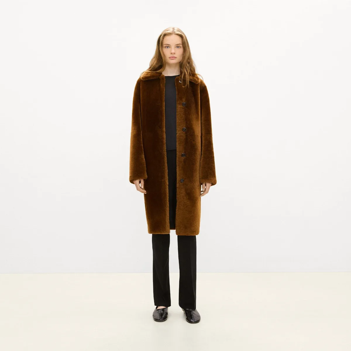 Reversible Trench Coat in Shearling