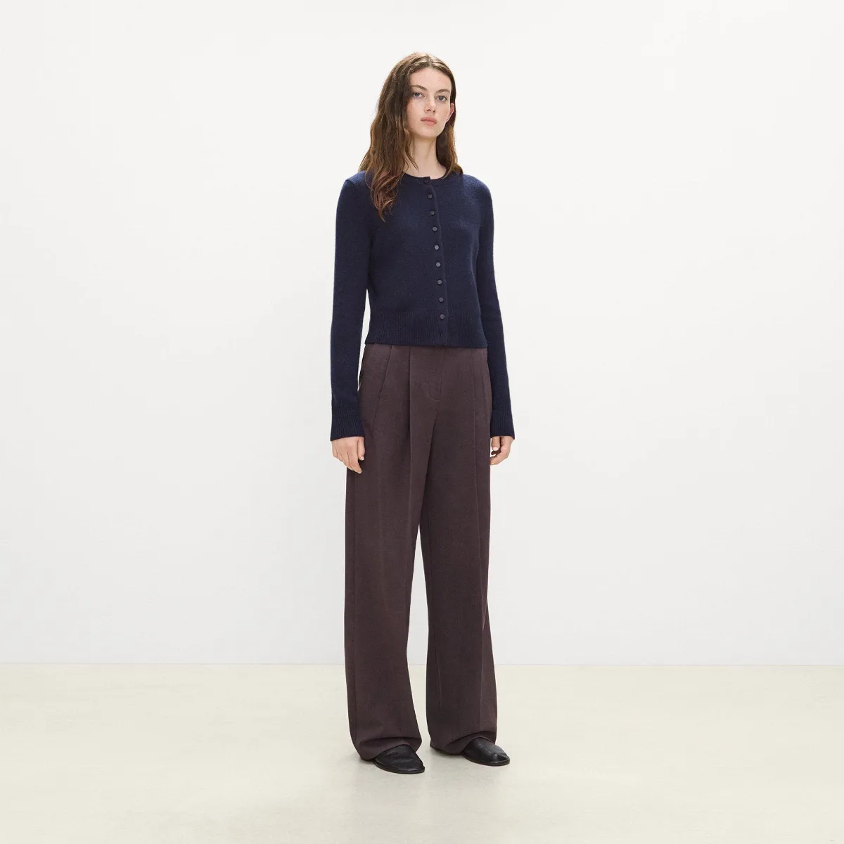 Double Pleat Pant in Melange Crepe by Theory