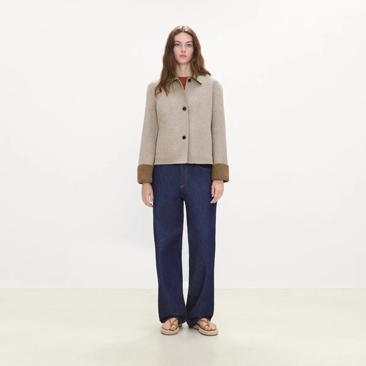 Boxy Cuff Jacket in Double-Face Wool Twill by Theory