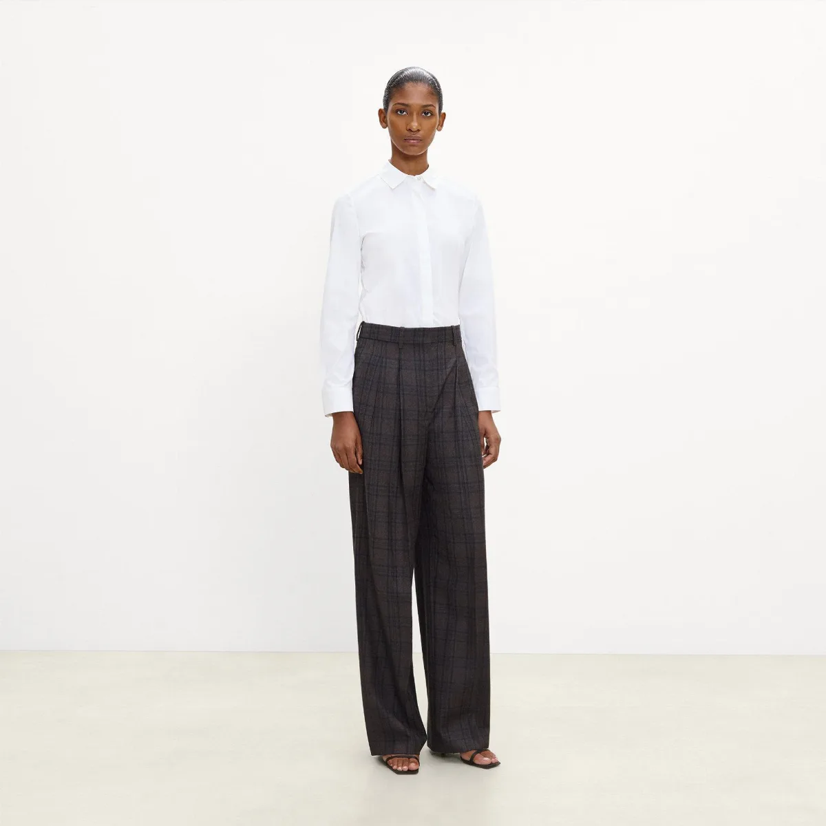 Double Pleat Pant in Plaid Sleek Flannel