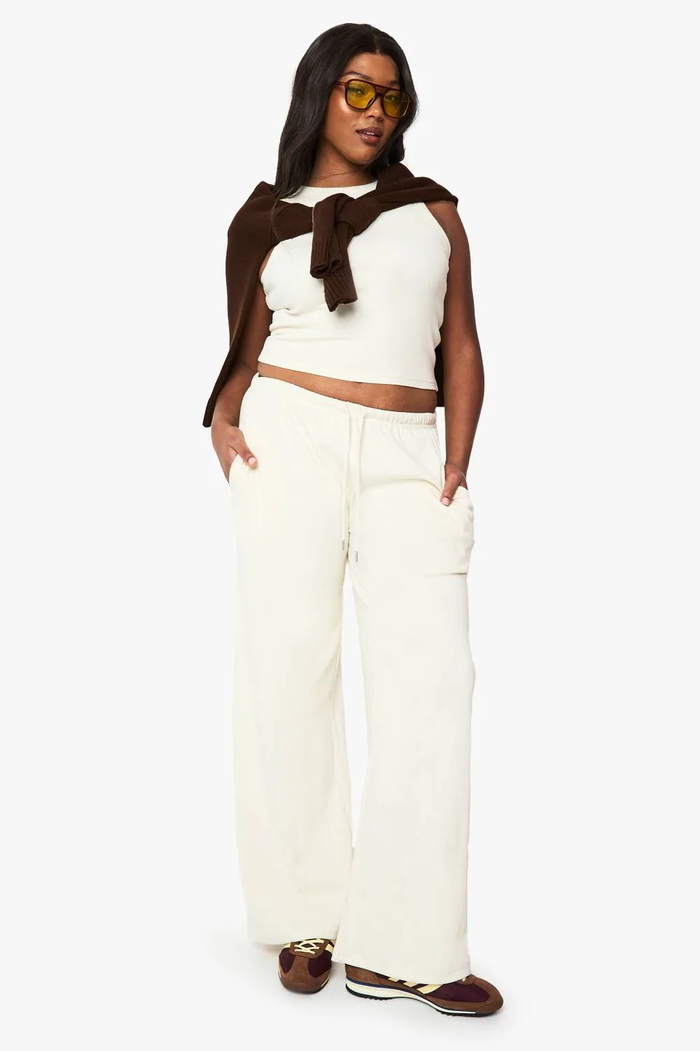 Racer Rib Vest & Trouser Basic Co-Ord by boohoo