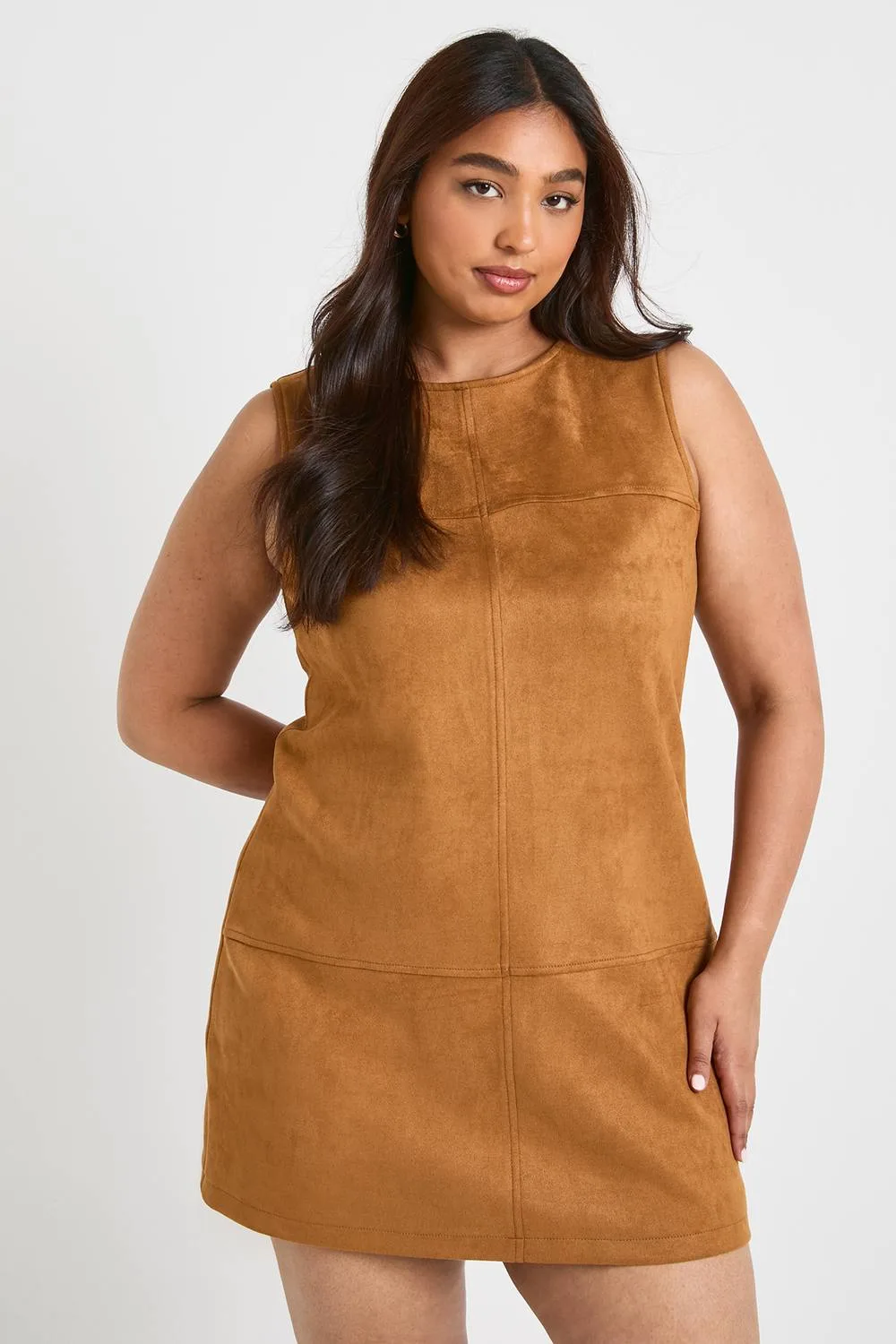 Faux Suede a Line Mini Dress by boohoo