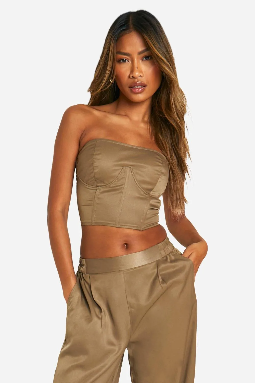 Structured Cropped Bandeau Top by boohoo