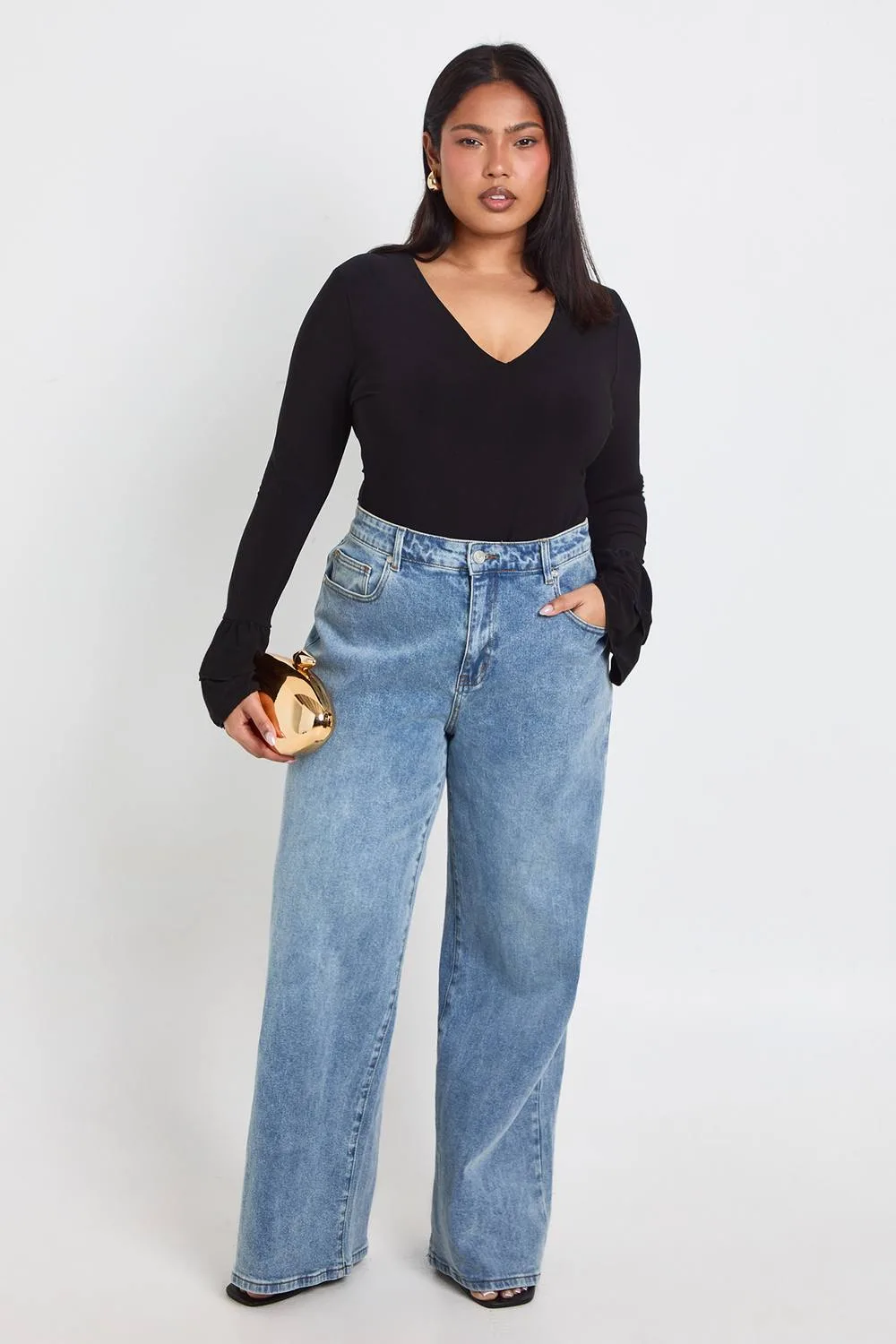 Ruffle Cuff Long Sleeve Bodysuit by boohoo