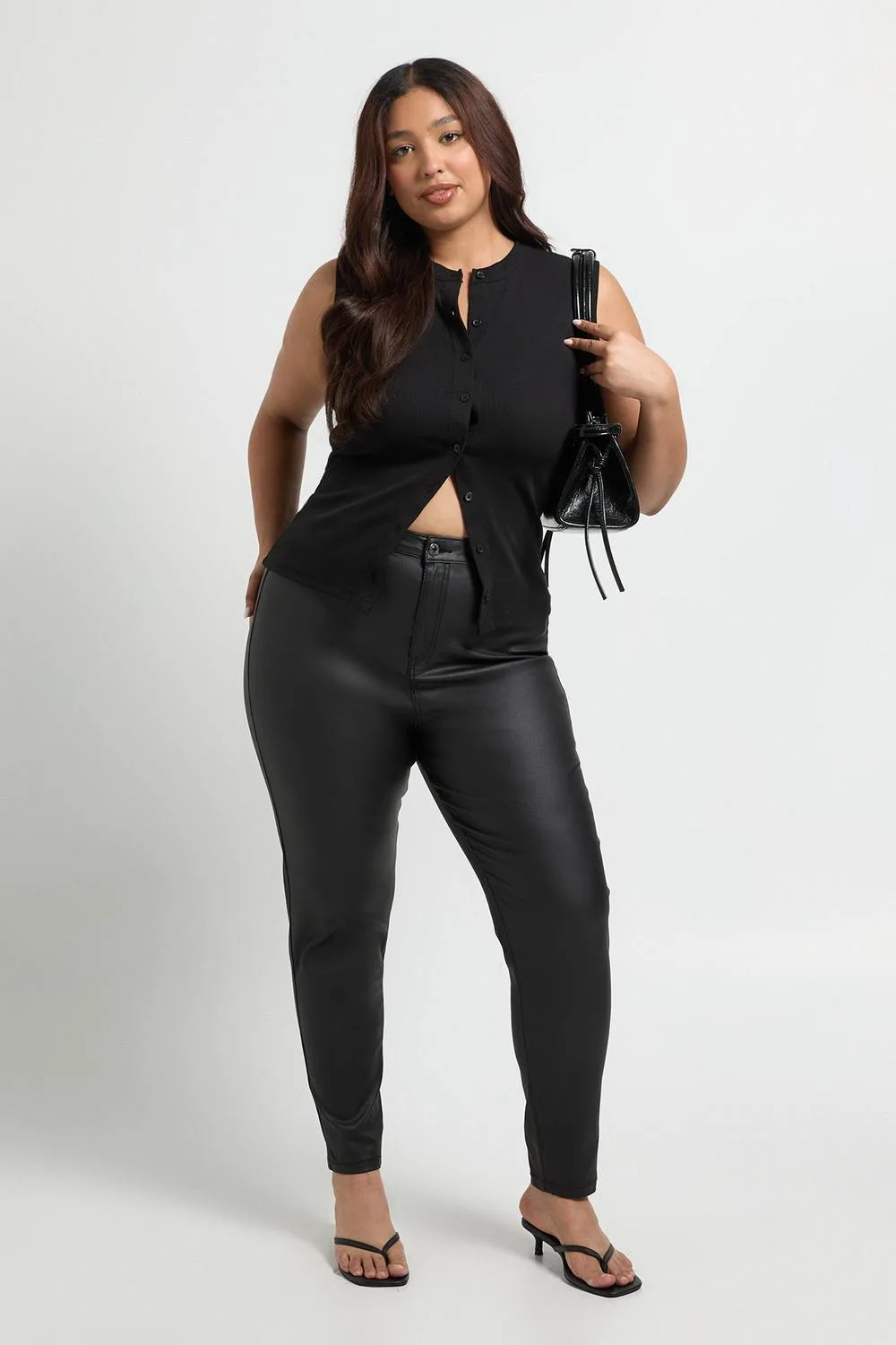 High Waist Coated Skinny Jean by boohoo
