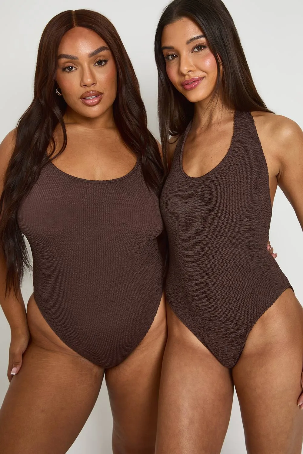 Crinkle Plunge Halterneck Swimsuit by boohoo