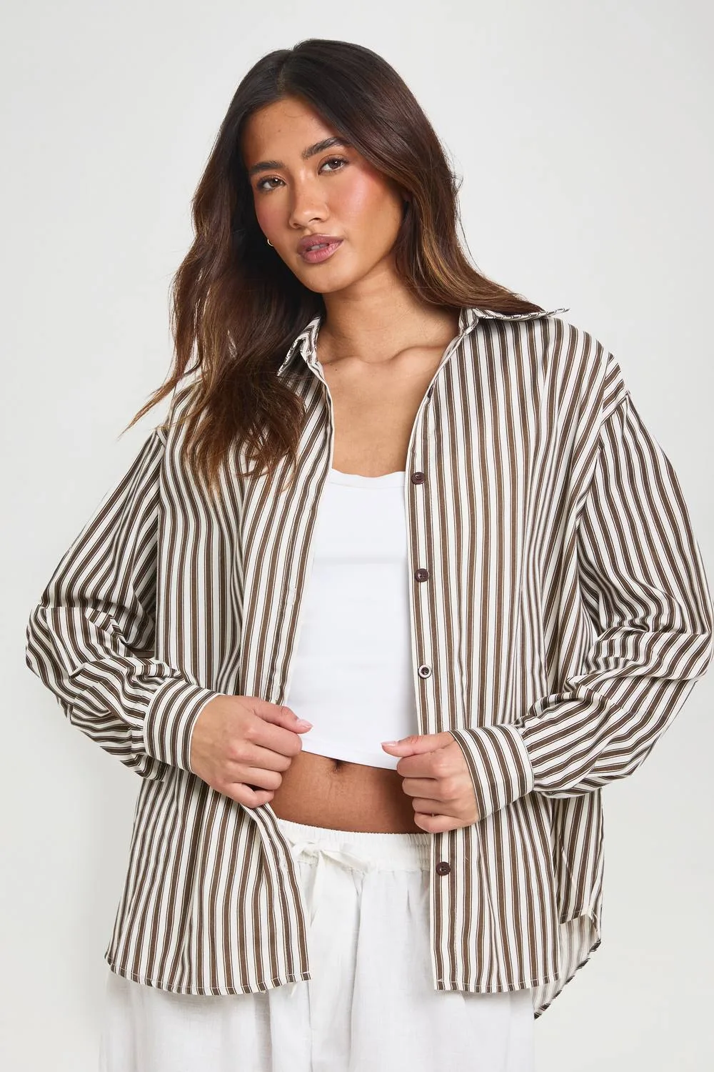 Oversized Stripe Shirt by boohoo