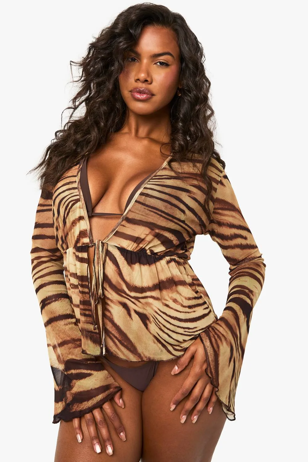 Leopard Cowl Neck Beach Top by boohoo