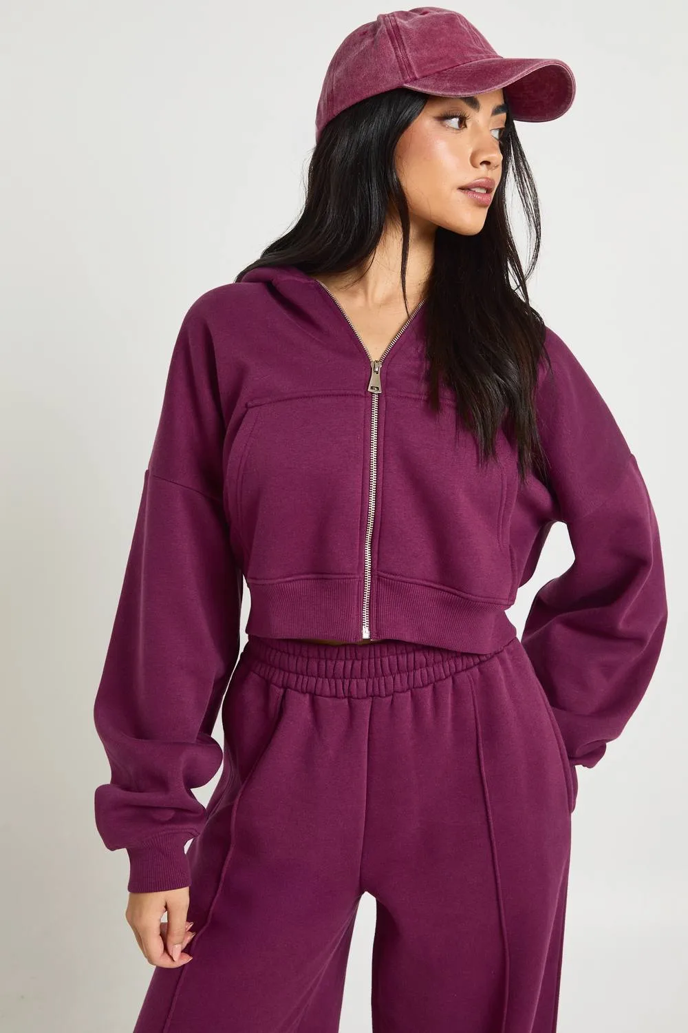 Boxy Balloon Sleeve Oversized Zip Through Hoodie by boohoo