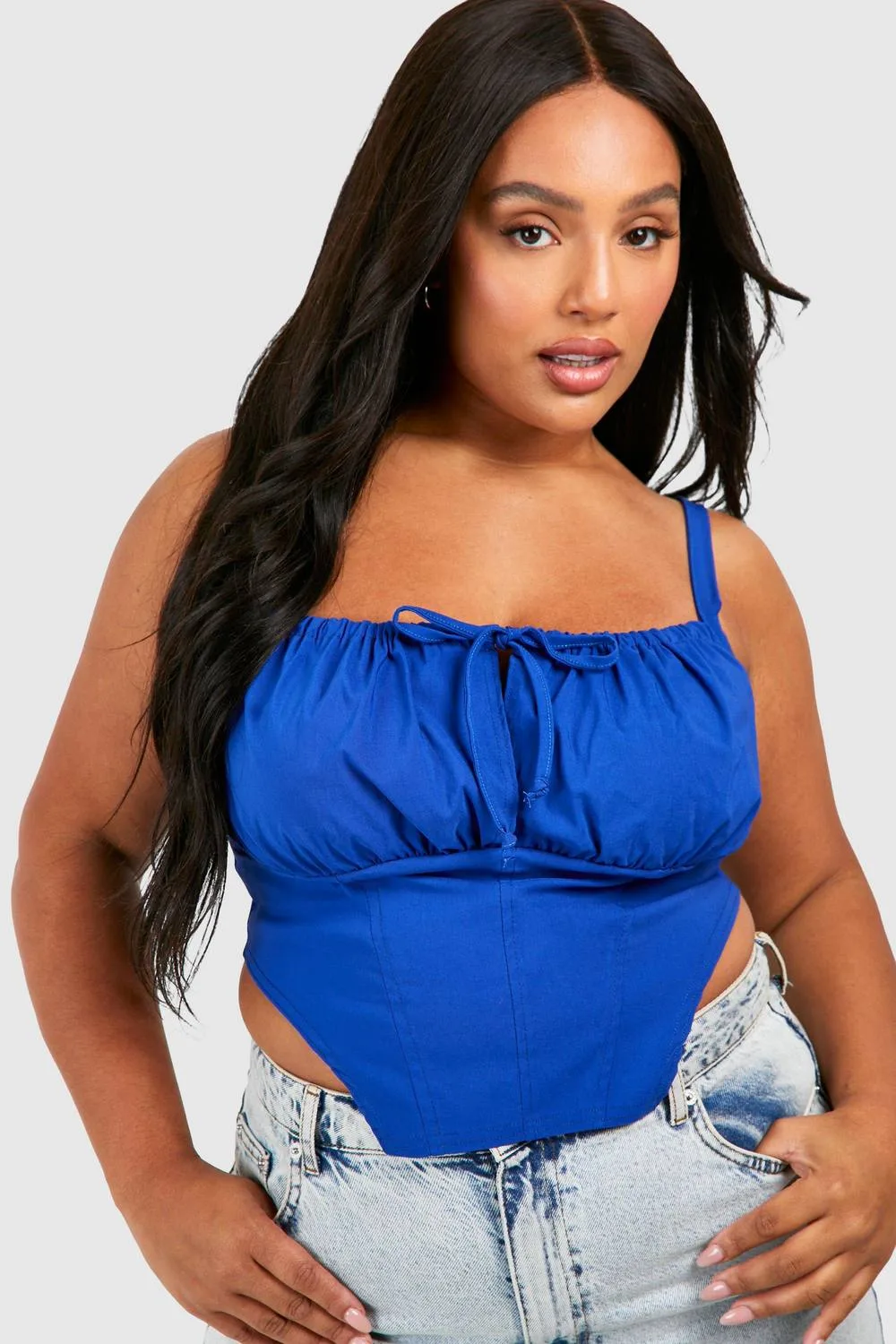 Tie Front Milkmaid Corset Top by boohoo