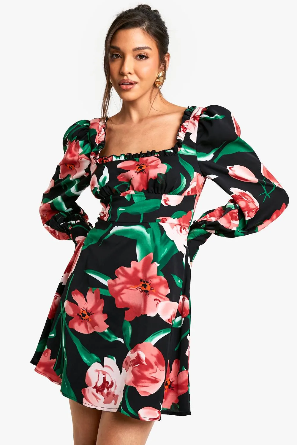 Floral Corset Milkmaid Mini Dress by boohoo