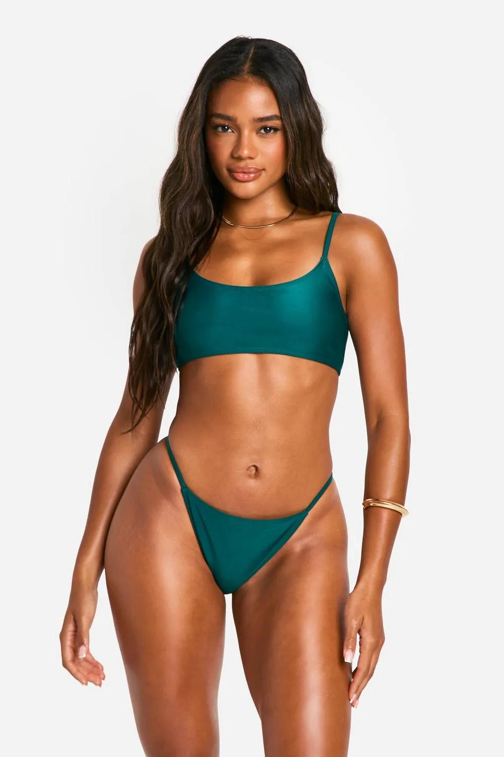 Green Mix & Match Tanga Bikini Bottoms by boohoo