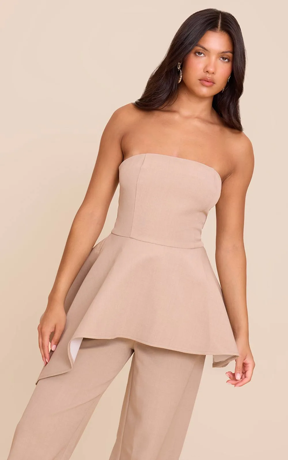 Premium Tailored Asymmetric Bandeau Top Co-Ord by PrettyLittleThing